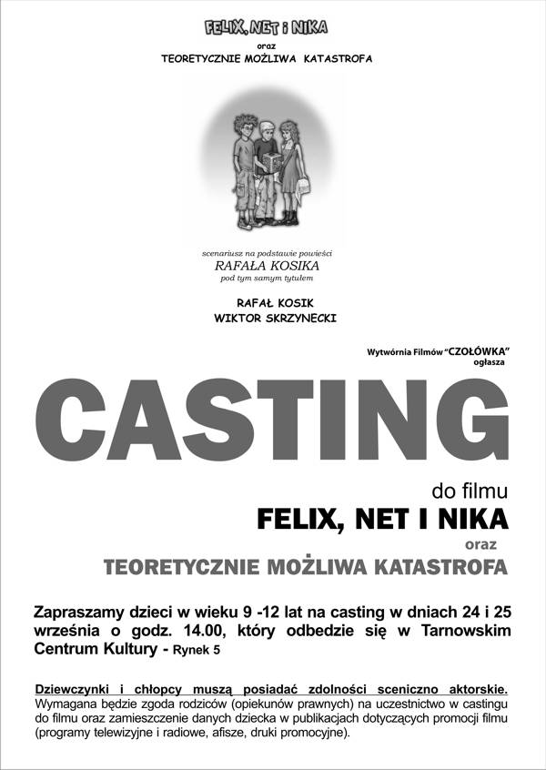 Plakat reklamujący casting w Tarnowie